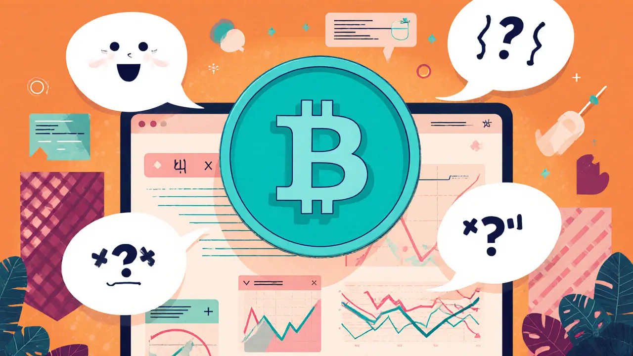 Scène cartoon d&#039;un forum crypto où les utilisateurs discutent du token Baby Shark, avec réactions variées.