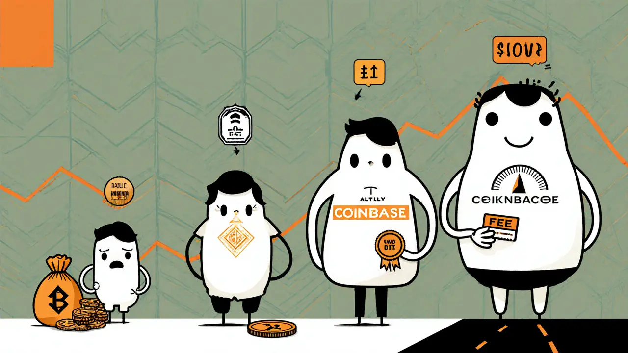 Comparaison illustrée d’Altilly avec Binance, Coinbase et Kraken, mettant en avant liquidité et frais.