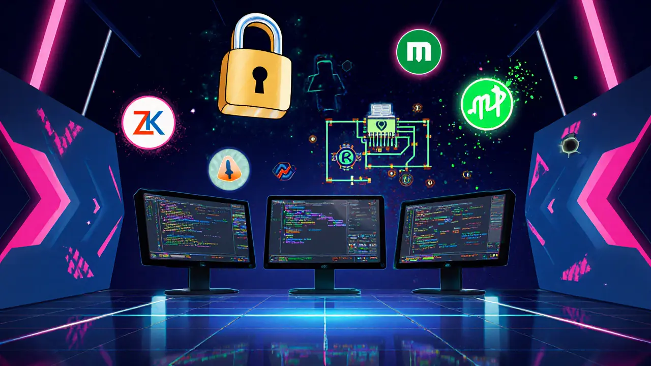 Illustration futuriste cartoon de la surveillance continue et des cabinets d’audit.
