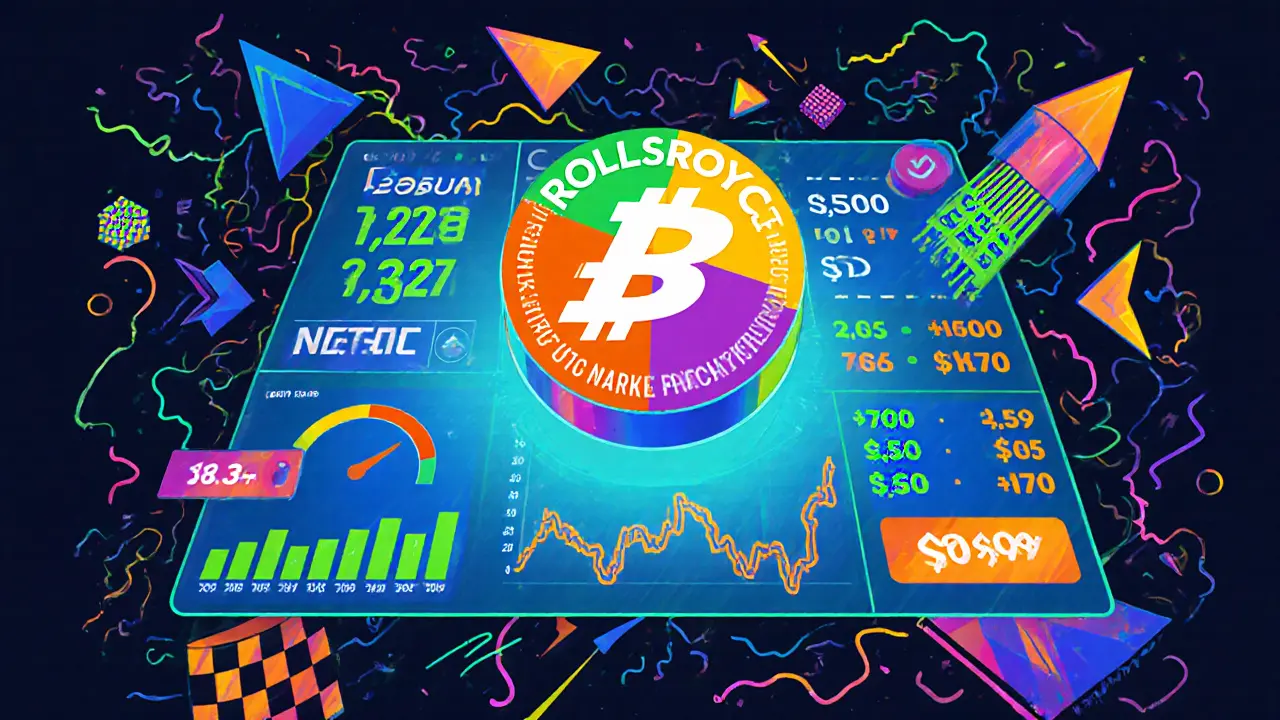 Illustration Memphis d'un tableau Solana montrant des données de prix incohérentes du token.