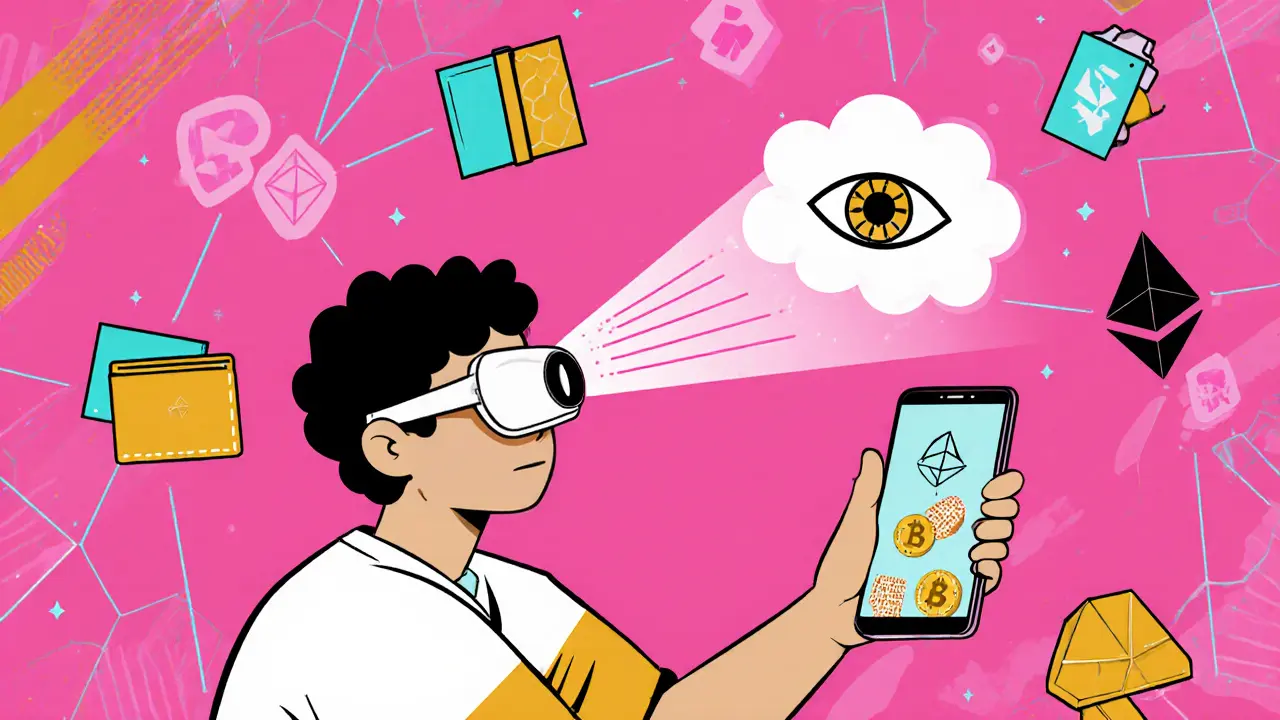 Réfugié utilisant un scanner d'iris et un smartphone pour recevoir de l'aide digitale.