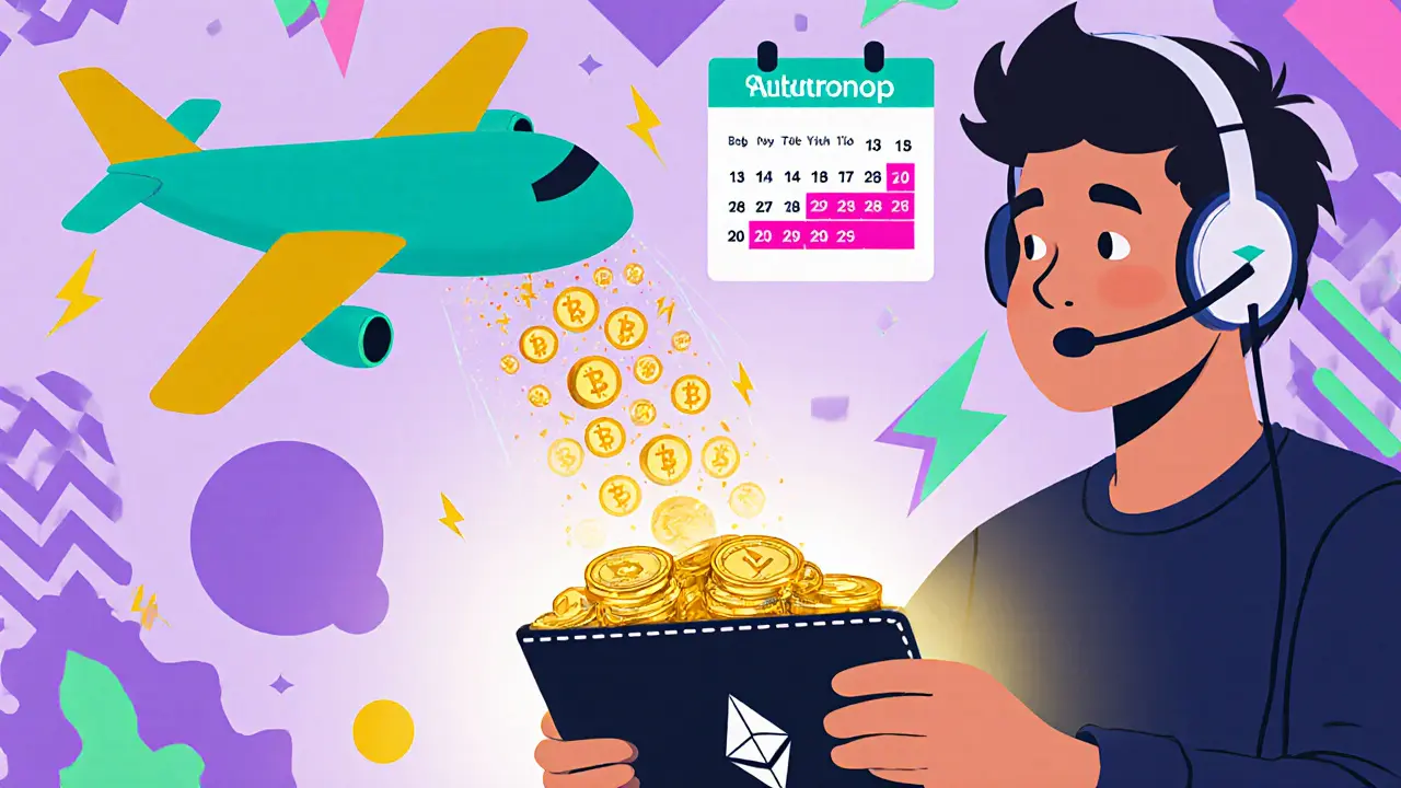 Utilisateur avec portefeuille Ethereum recevant un airdrop de tokens FLY du planeur du programme "Fly together".