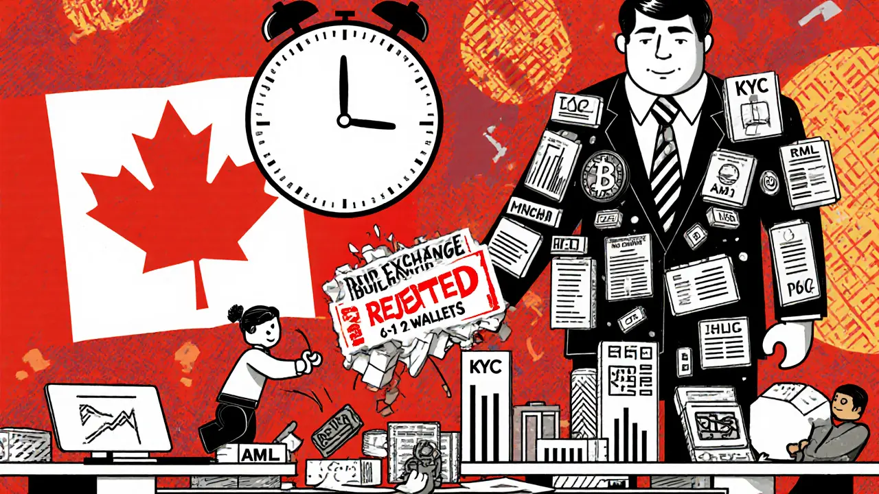 Équipe startup confrontée à un bureaucrate géant avec un tampon &#039;REJETÉ&#039;, dans un décor géométrique coloré de style Memphis.