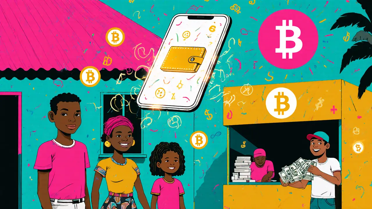 Une famille stocke ses économies en cryptomonnaie sur un téléphone, convertissant en espèces localement.