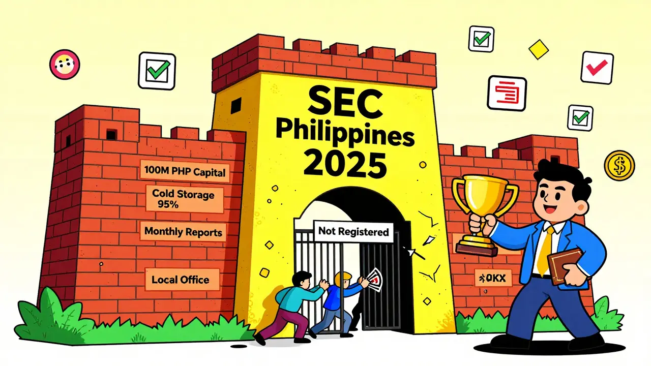 Forteresse réglementaire SEC expulse des plateformes internationales non conformes, un investisseur célèbre son portefeuille froid.