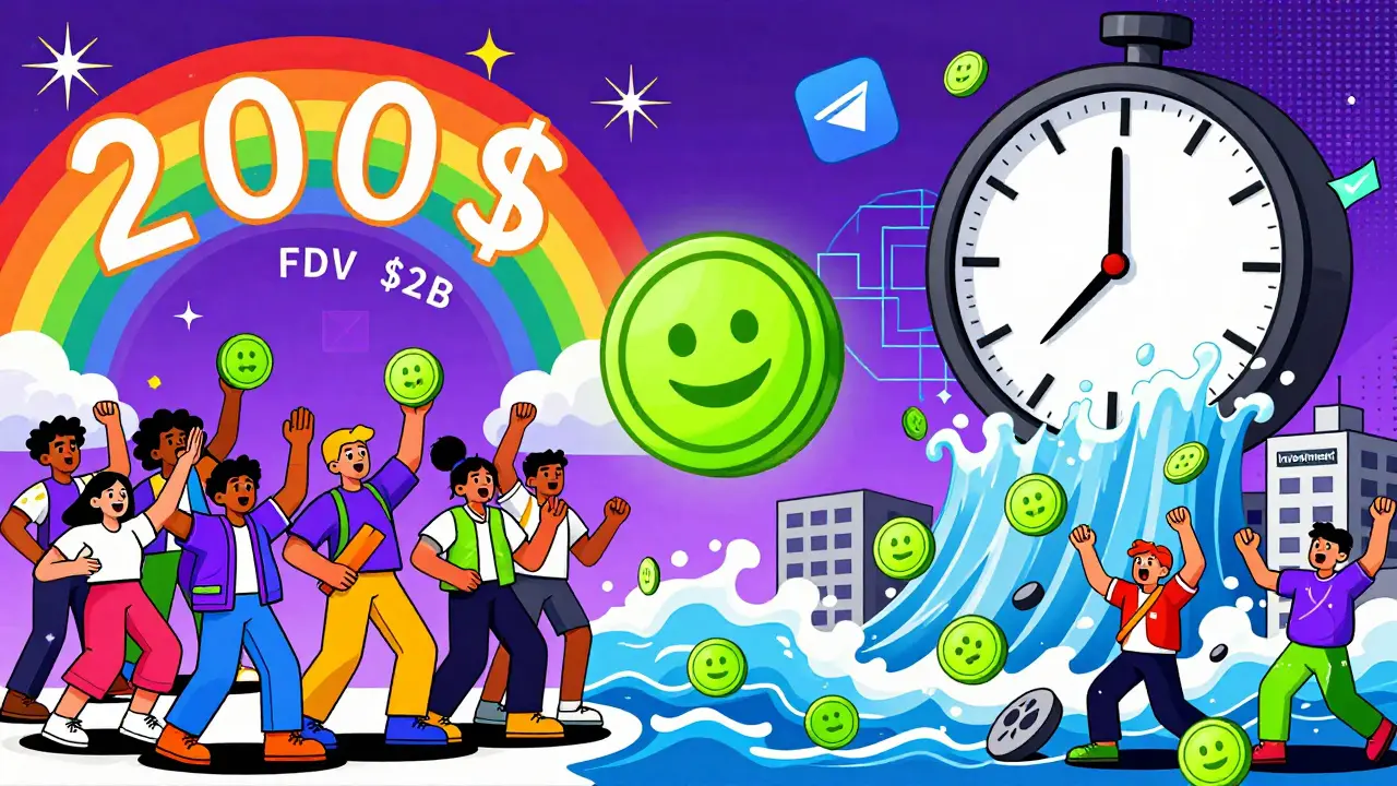 Scène divisée : joie à gauche, panique à droite, avec un jeton GOHOME flottant au milieu et un compte à rebours vers 2029.