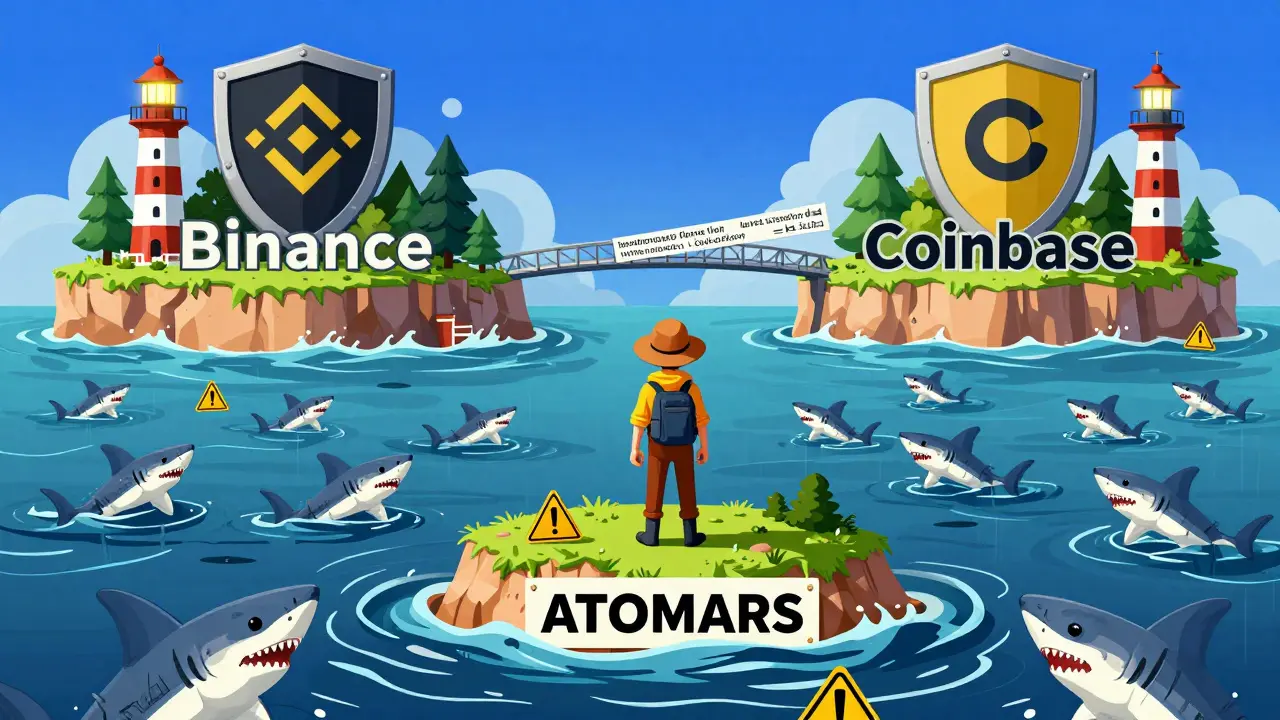 Aventurier isolé sur une île d'échange crypto au milieu d'une mer de régulations menaçantes.