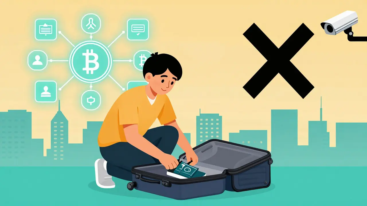 Un individu range un portefeuille hors ligne en fuyant les sanctions sur les cryptomonnaies au Népal.