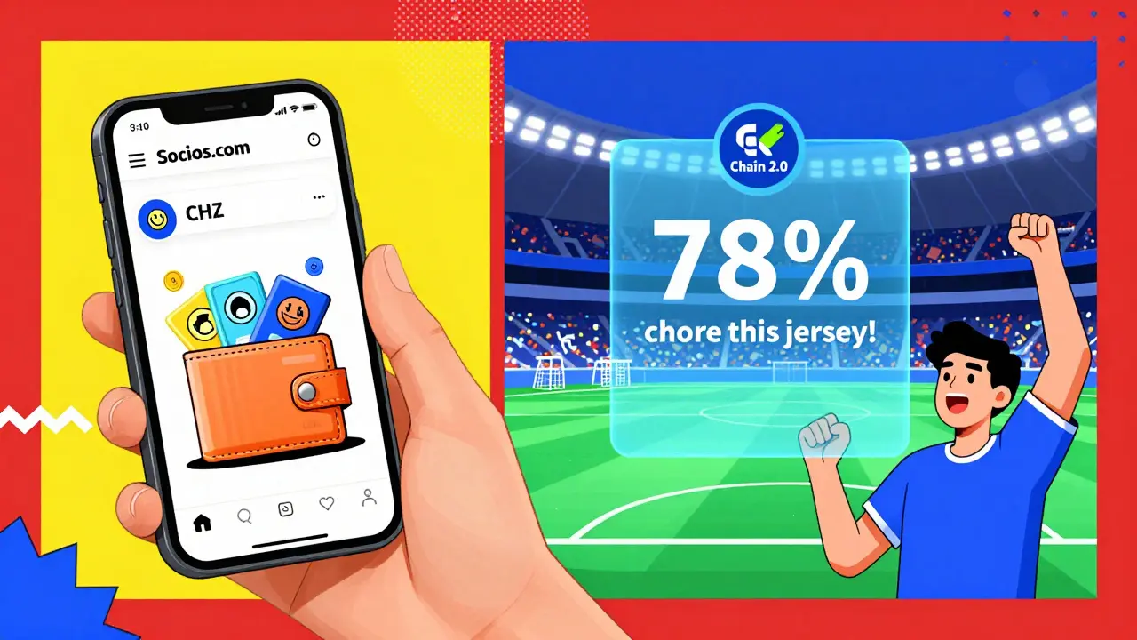Un utilisateur utilise l'application Socios.com pour voter sur le maillot de son équipe préférée.