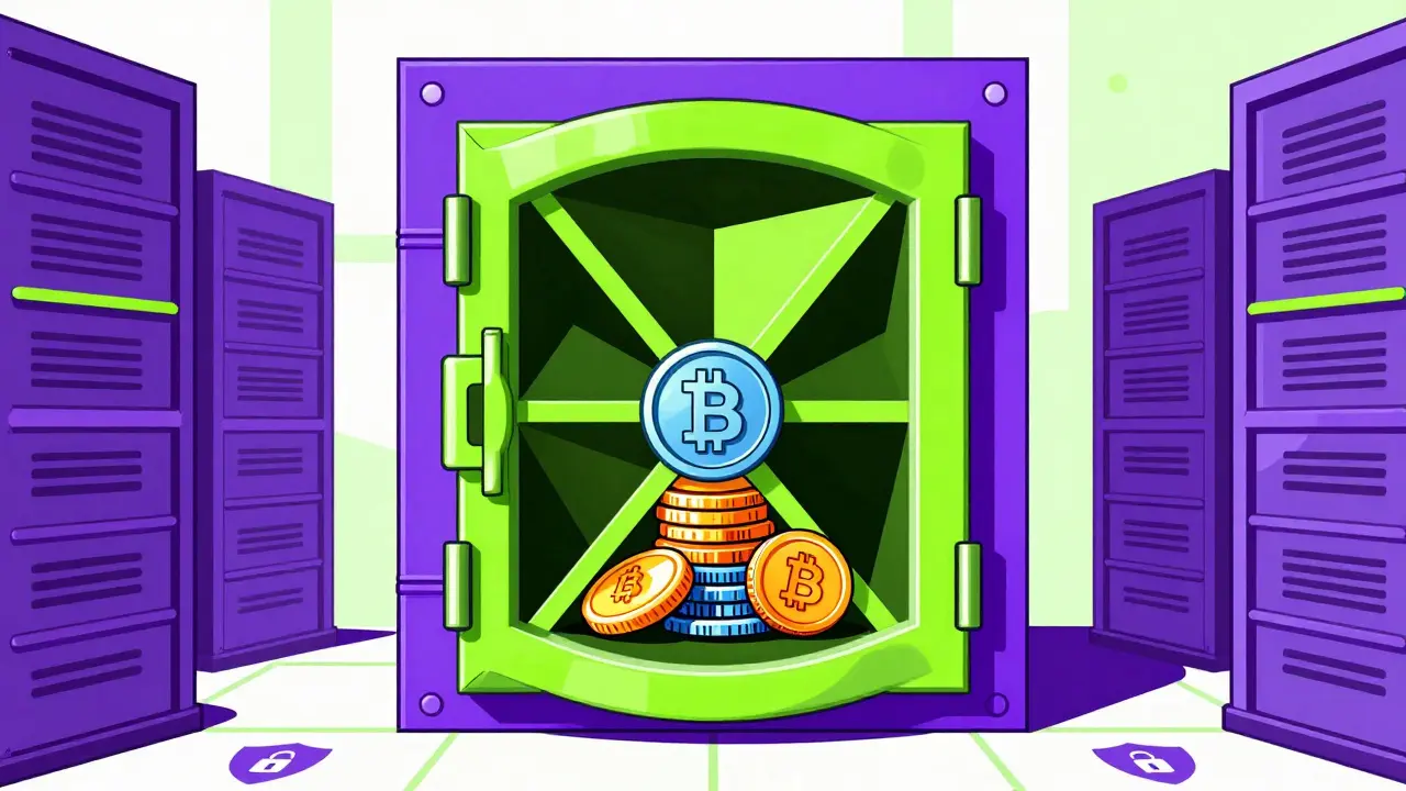 Coffre-fort sécurisé protégeant des actifs numériques colorés