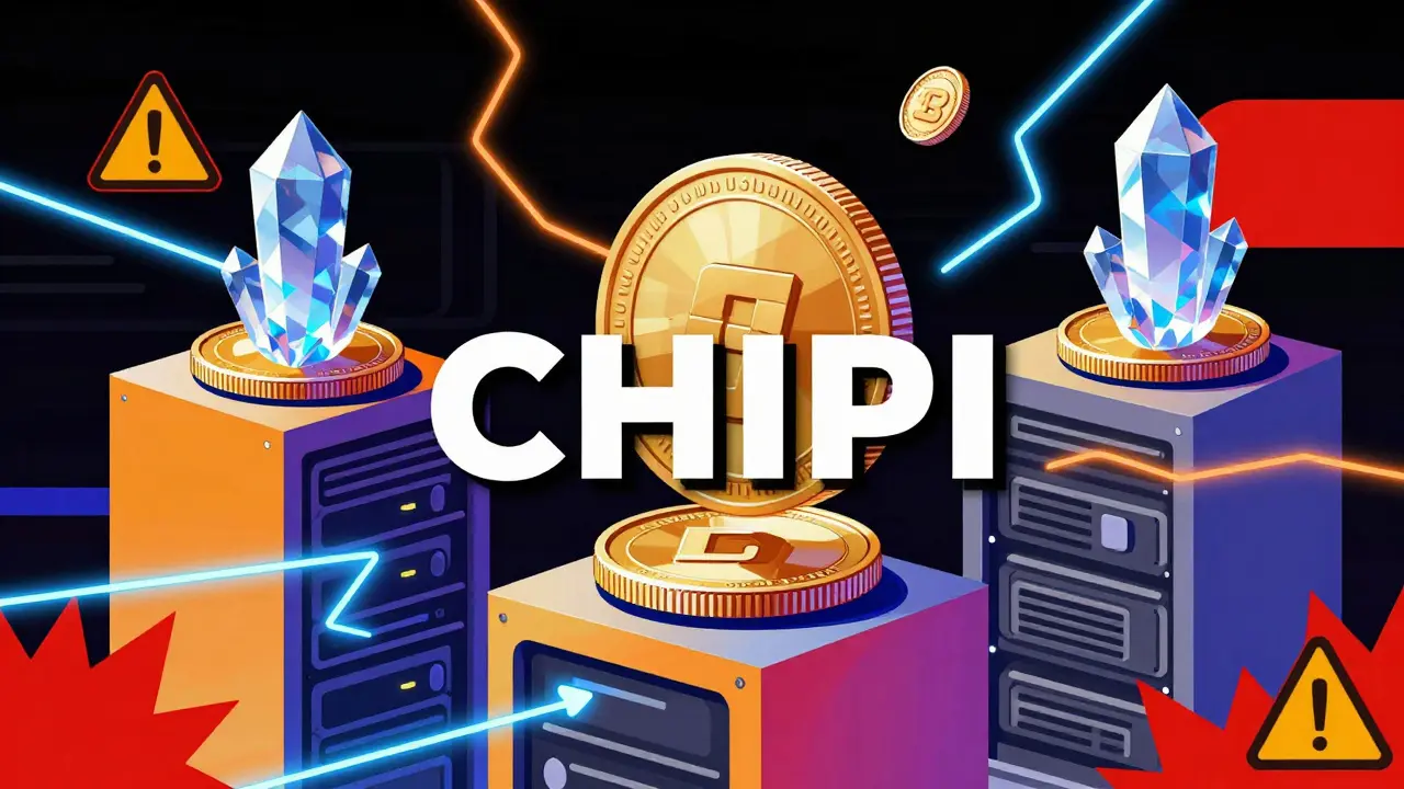 Pièces cryptos flottantes avec motifs zigzag évoquant la volatilité.