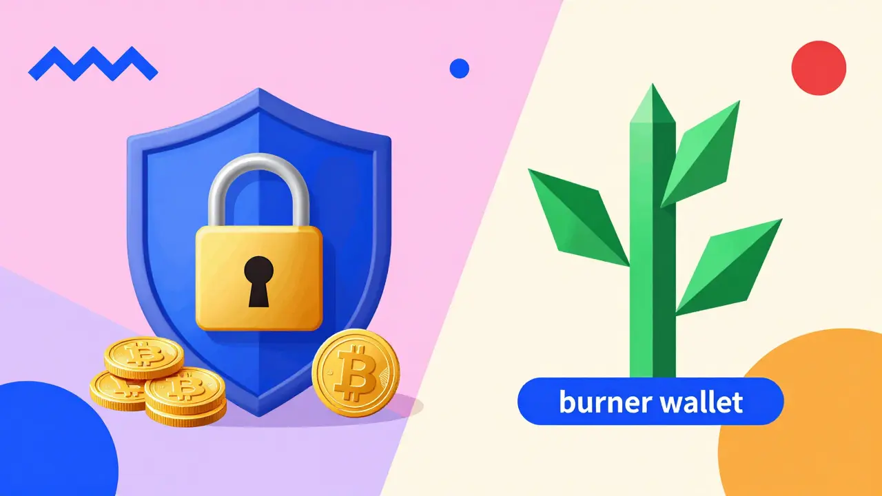 Illustration Memphis montrant la sécurité d'un portefeuille et la croissance du staking.