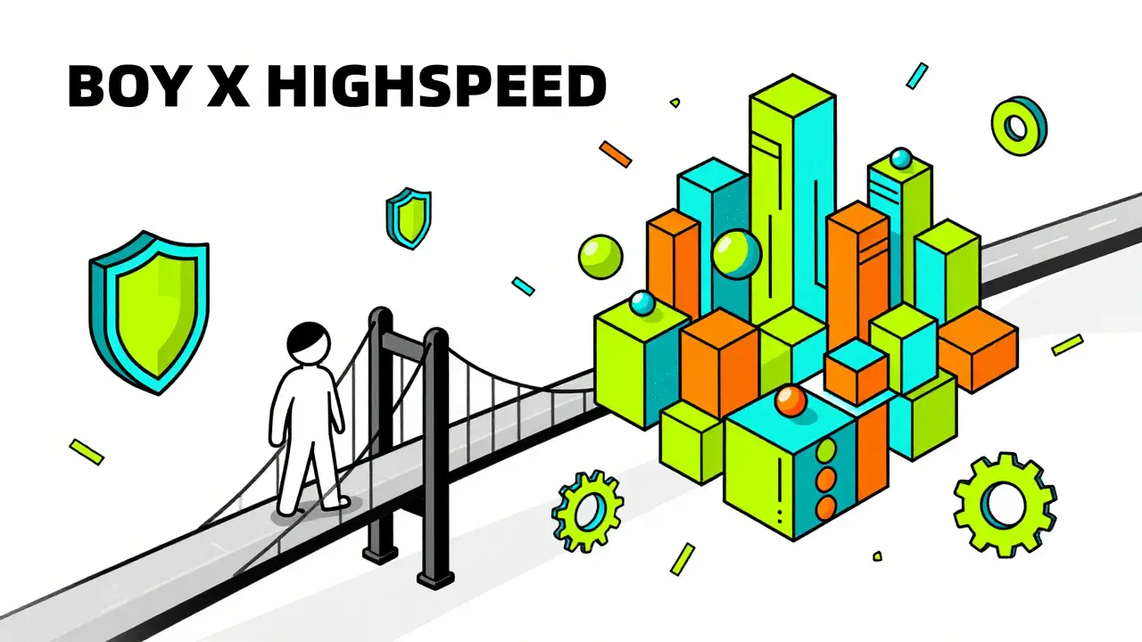 Pont abstrait reliant un utilisateur à un écosystème DeFi coloré et géométrique.
