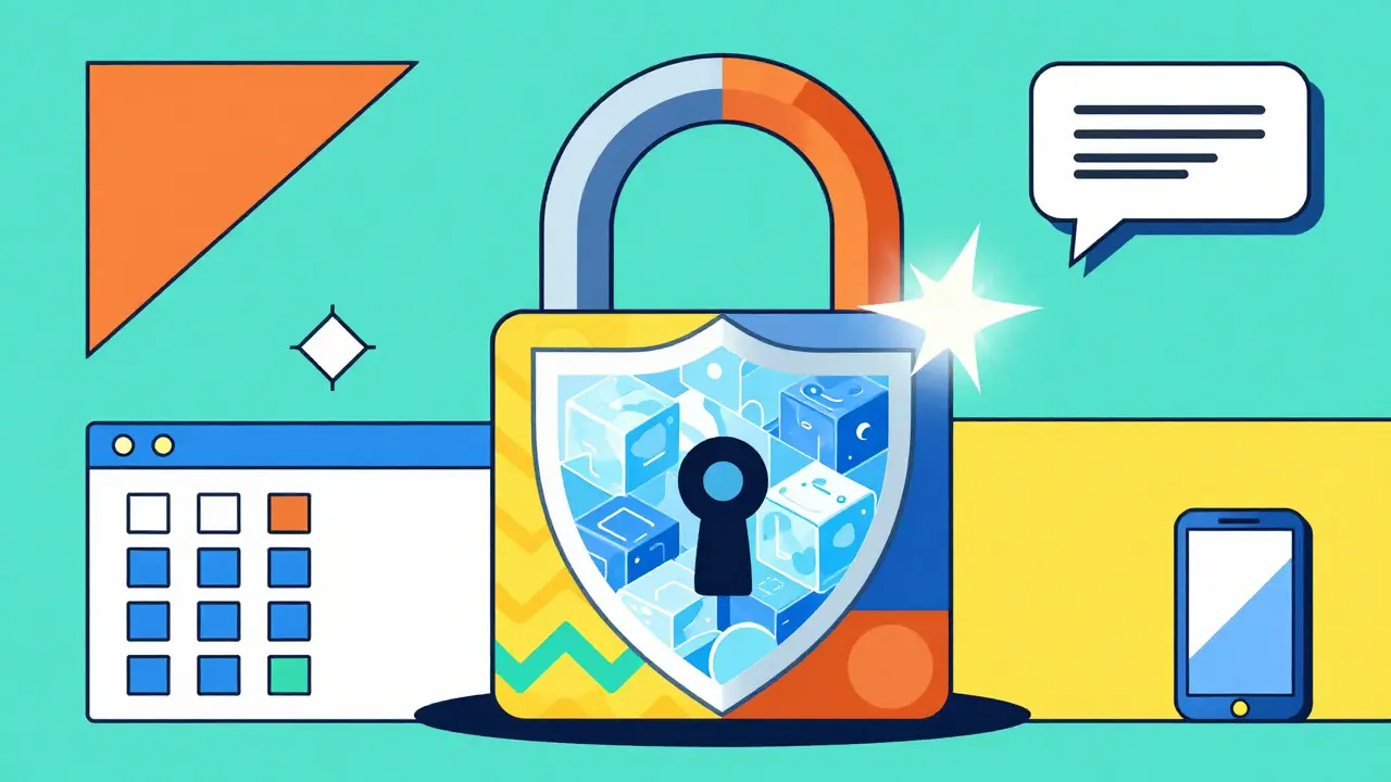 Cadenas de sécurité stylisé en design Memphis protégeant des actifs cryptographiques froids