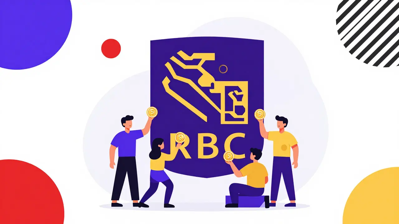 Bouclier géométrique symbolisant la sécurité et le jeton RBC