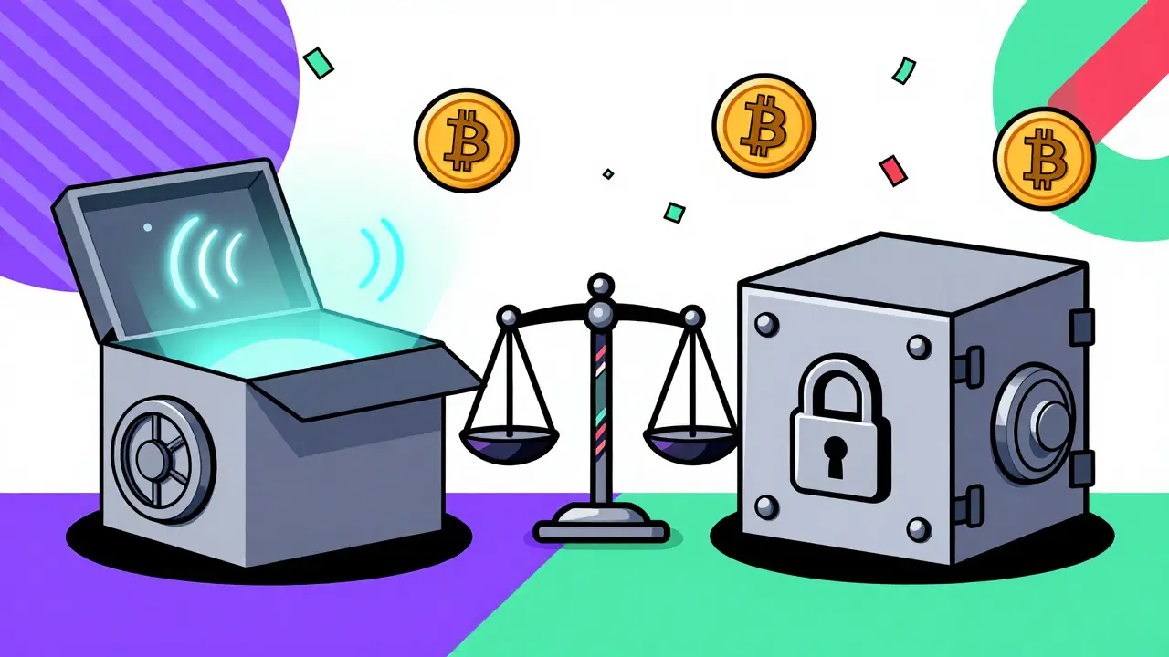 Coffres-forts chauds et froids avec pièces crypto abstraites