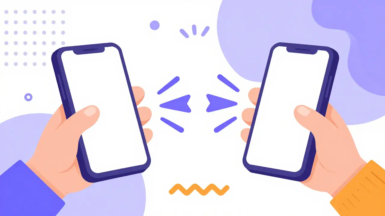 Paiement sans contact hors ligne entre deux téléphones abstraits