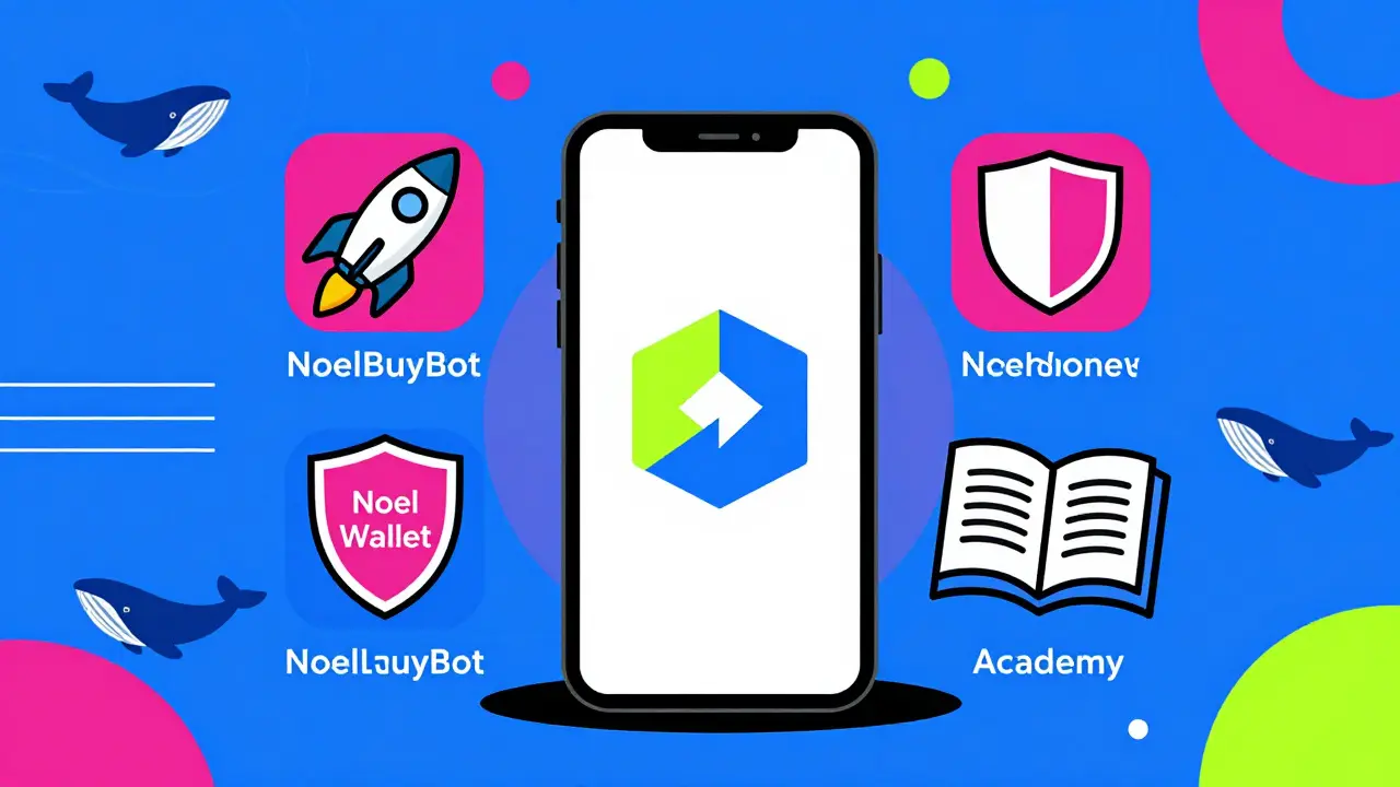Icônes d'écosystème AskNoel : bot, portefeuille et académie