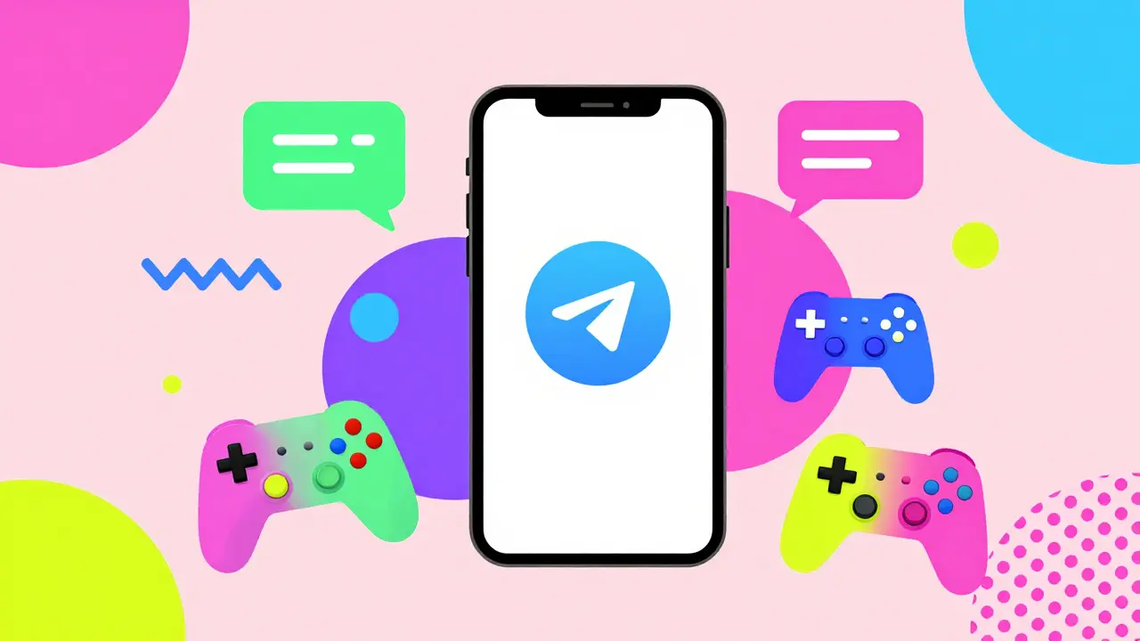 Illustration abstraite d'application mobile avec icônes sociales et jeux