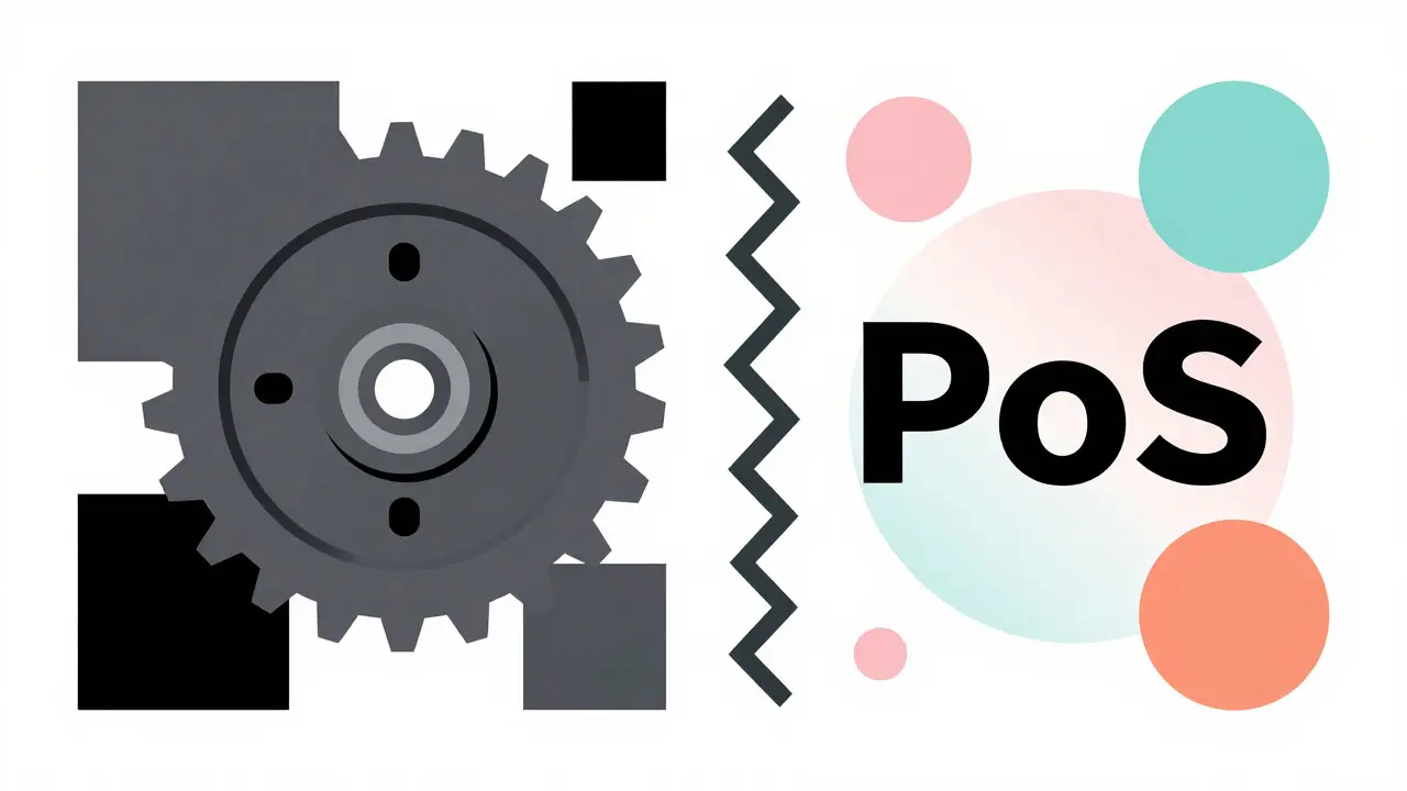 Design Memphis : contraste entre la lourdeur du PoW et la légèreté du PoS