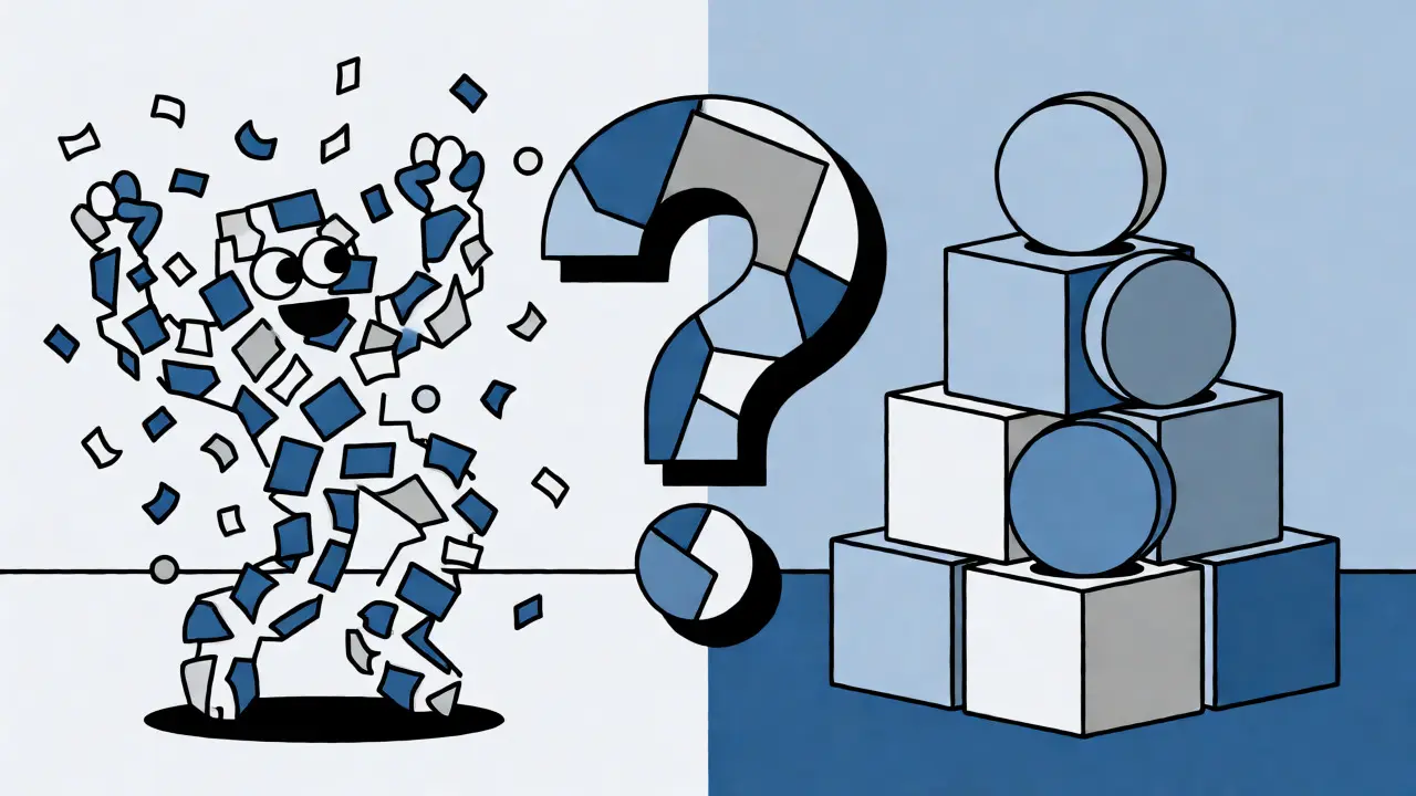 Illustration contrastant le chaos du token CIRCLE avec la stabilité institutionnelle de l'USDC via des formes géométriques.
