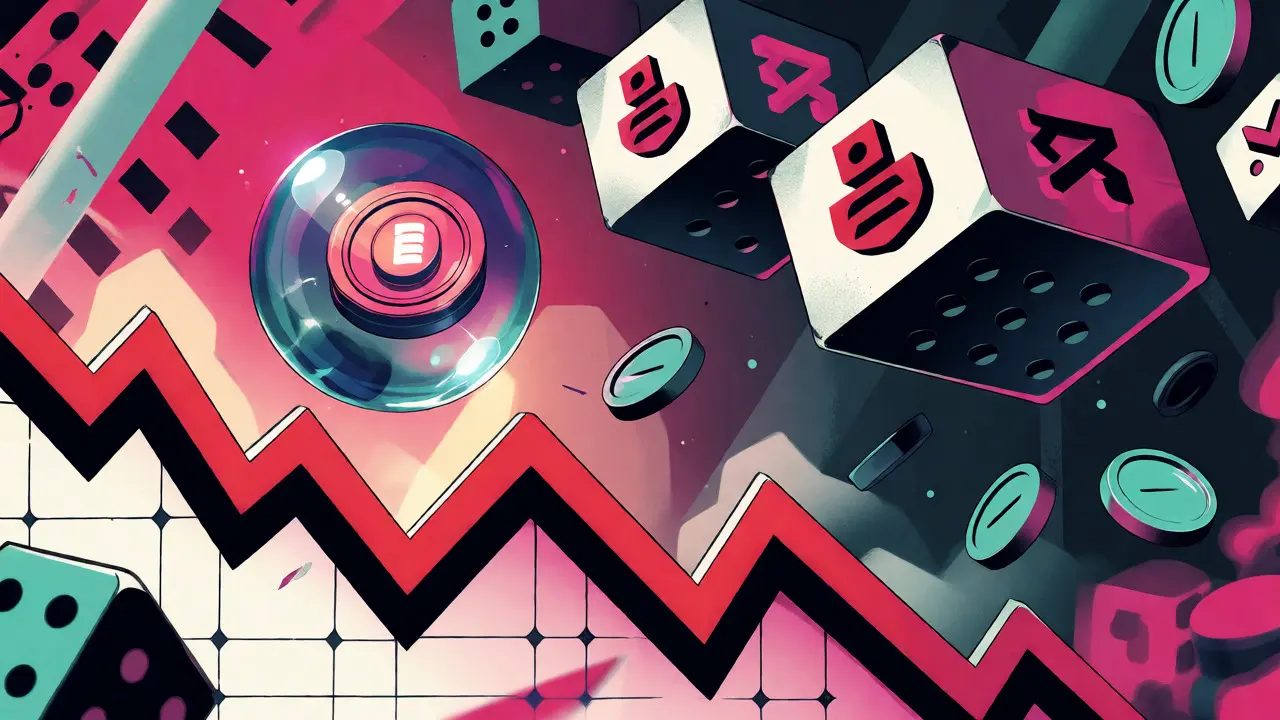 Métaphore visuelle des risques financiers et de la volatilité du token AIFUN.