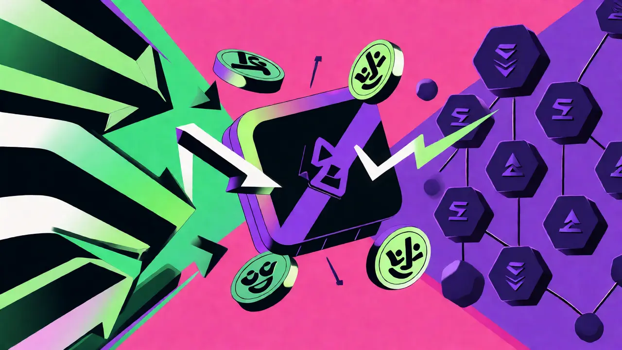 Représentation graphique de la fusion entre les réseaux Solana et Ethereum pour WagyuSwap