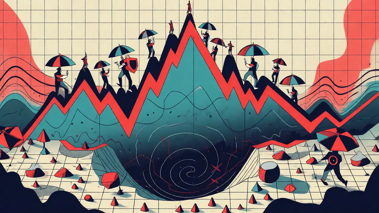 Visualisation abstraite de la volatilité du marché crypto avec un graphique en dents de scie